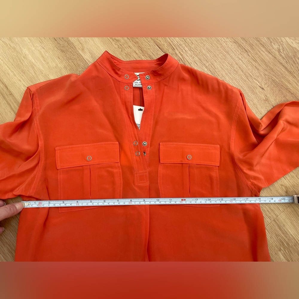 Christian Dior vintage 100% silk blouse size 4 90’s retro classic orange - Picture 5 of 10